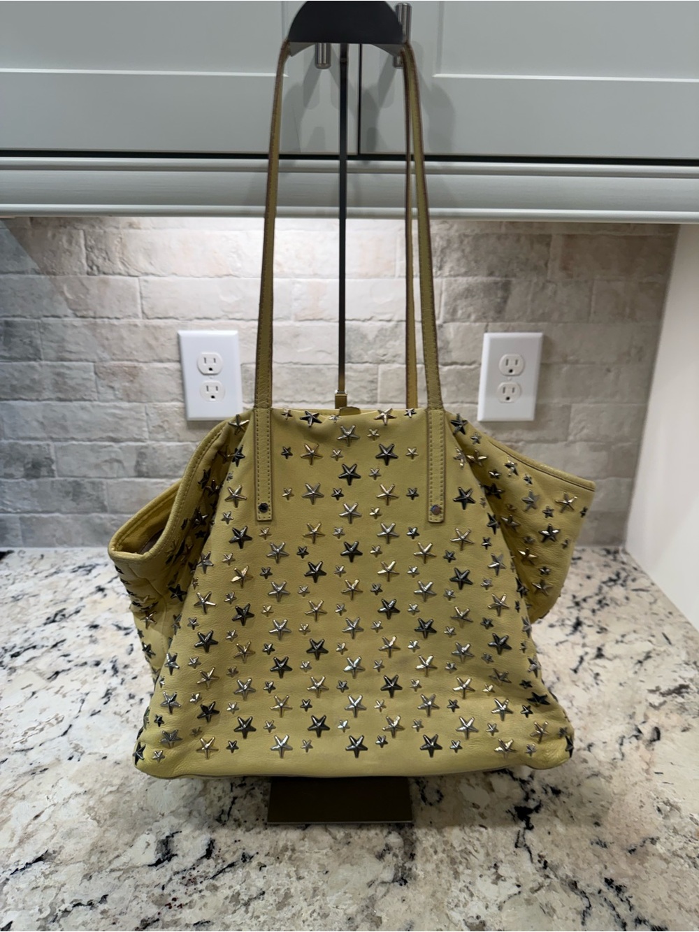 Jimmy Choo EUC Studded Star Tote Bag in Soft Yellow - Picture 2 of 7